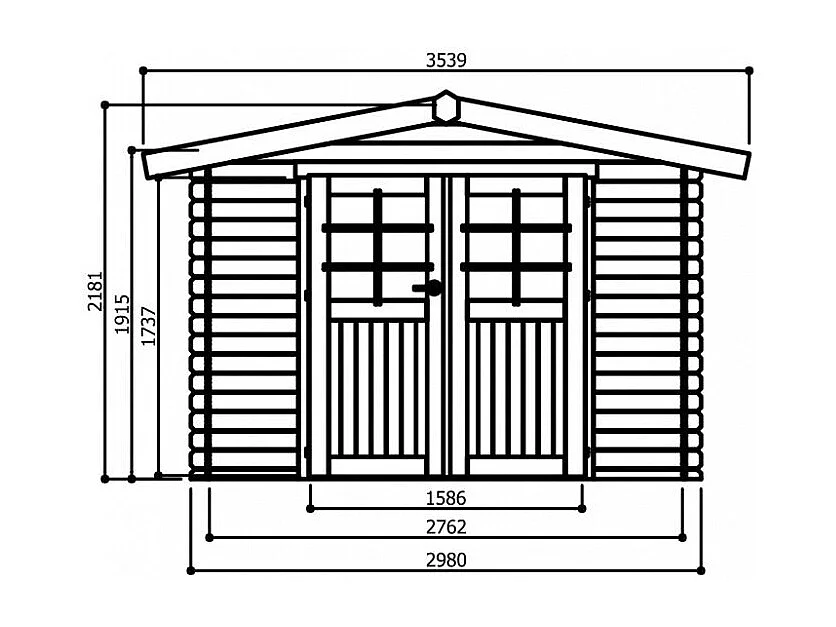 Abri de jardin en bois - 2980 x 2480