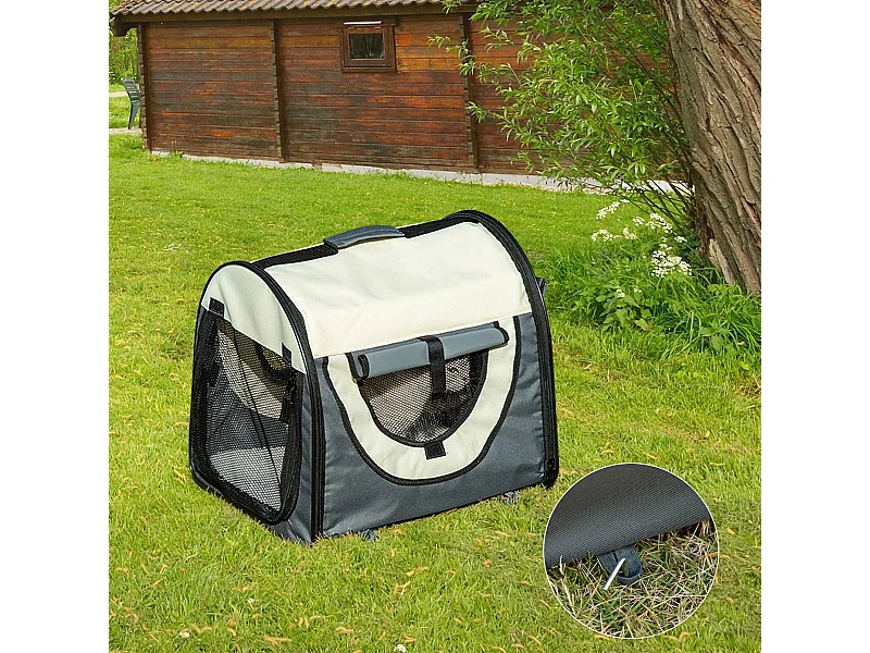 Trasportino per cani e gatti pieghevole in oxford con cuscino rimovibile