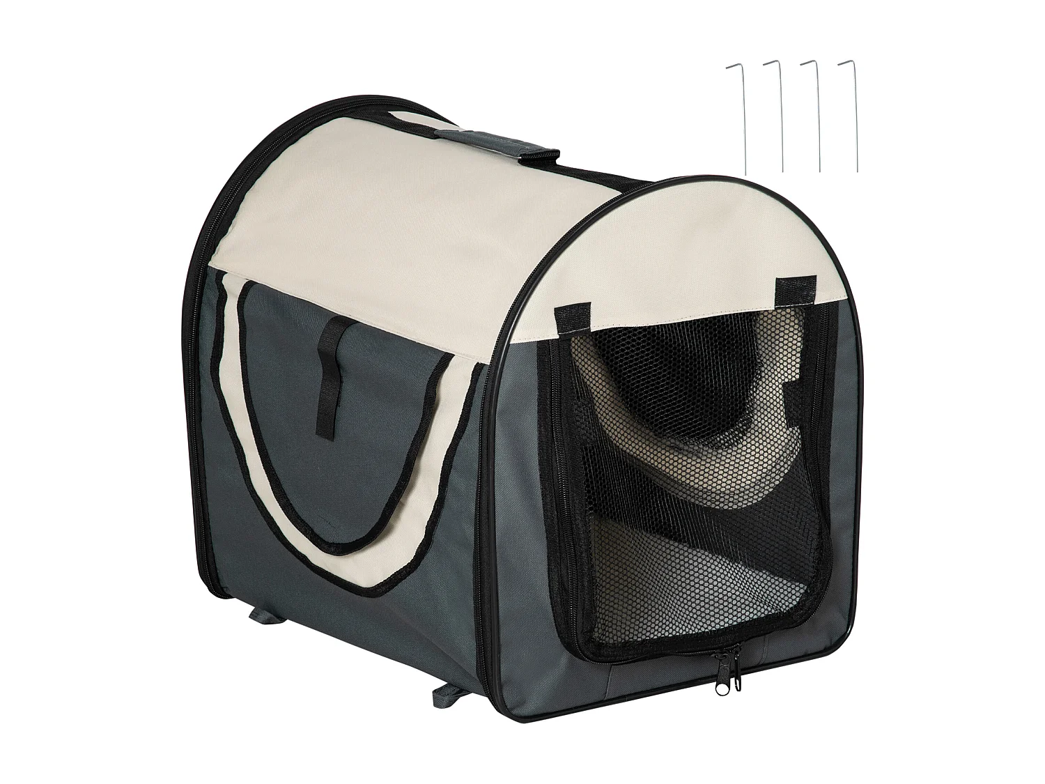 Trasportino per cani e gatti pieghevole in oxford con cuscino rimovibile
