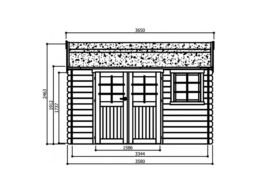 Abri de jardin en bois - 3580 x 2380