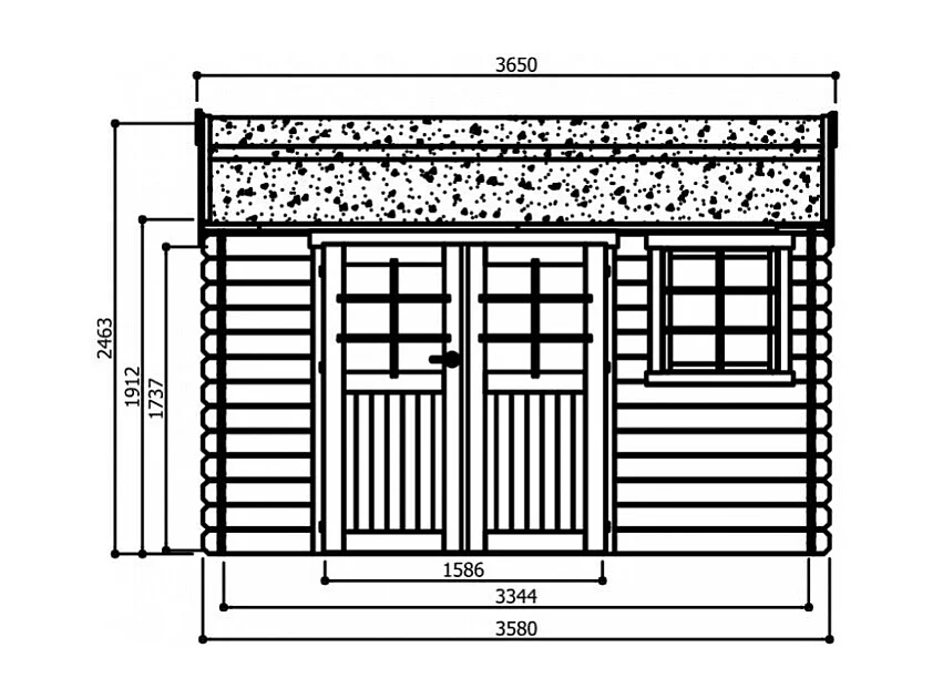 Abri de jardin en bois - 3580 x 2380