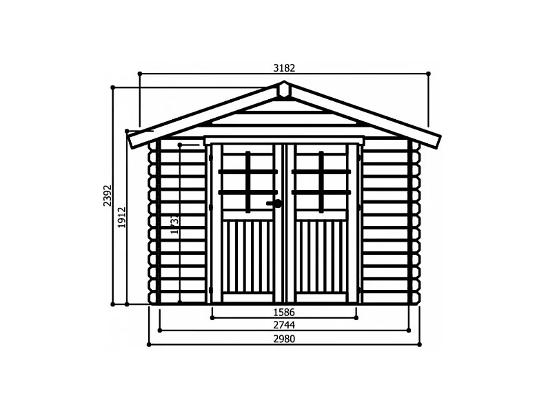Abri de jardin Chartres - 2,98 x 2,38 m - sapin du Nord certifié - double-porte avec fenêtres