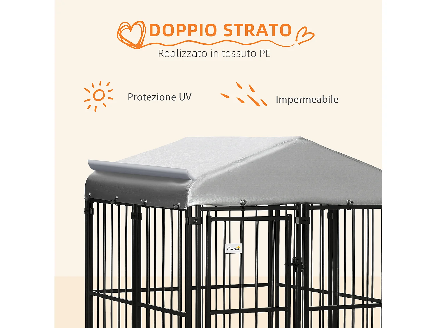 Kennel per cani taglia piccola e media con tettuccio 122x122x138cm