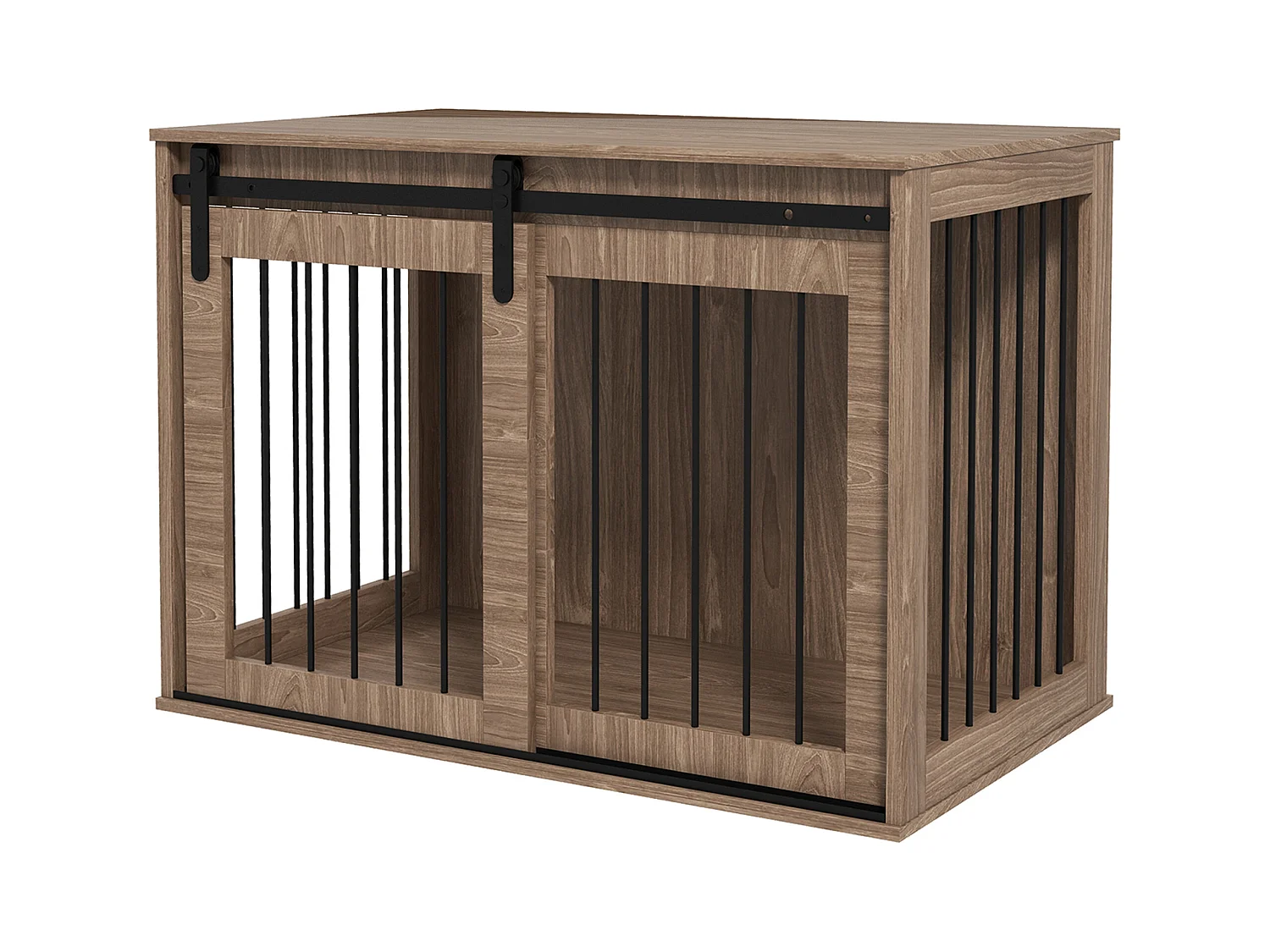 Casetta cani grandi con porta scorrevole per interno in legno 98x58x61cm