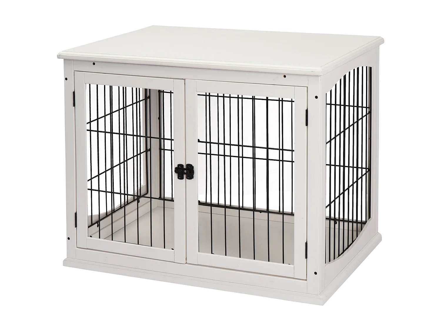 Casetta per cani fino 30kg da interno in legno e metallo bianco