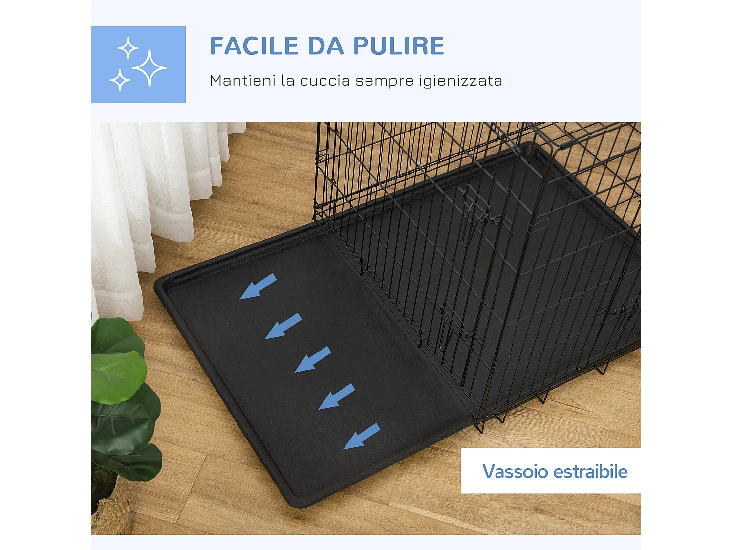 Gabbia per cani e gatti kennel pieghevole con 2 porte e maniglia nero