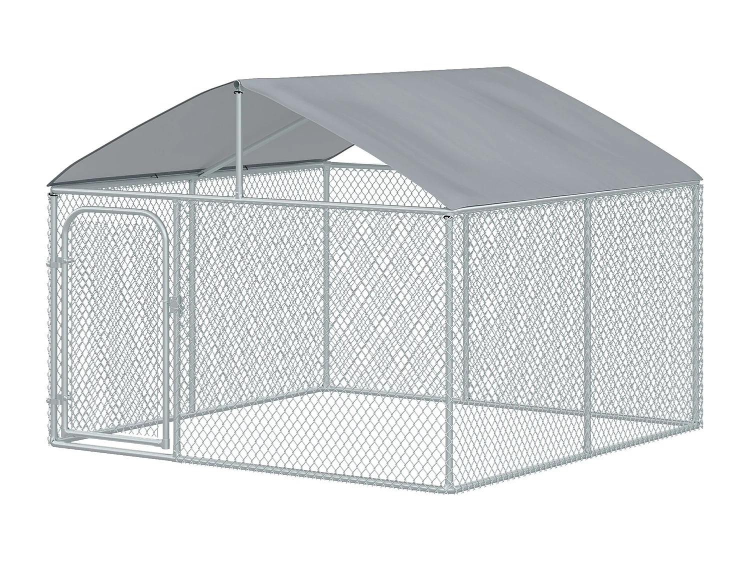 Recinto per cani da esterno in metallo con copertura impermeabile