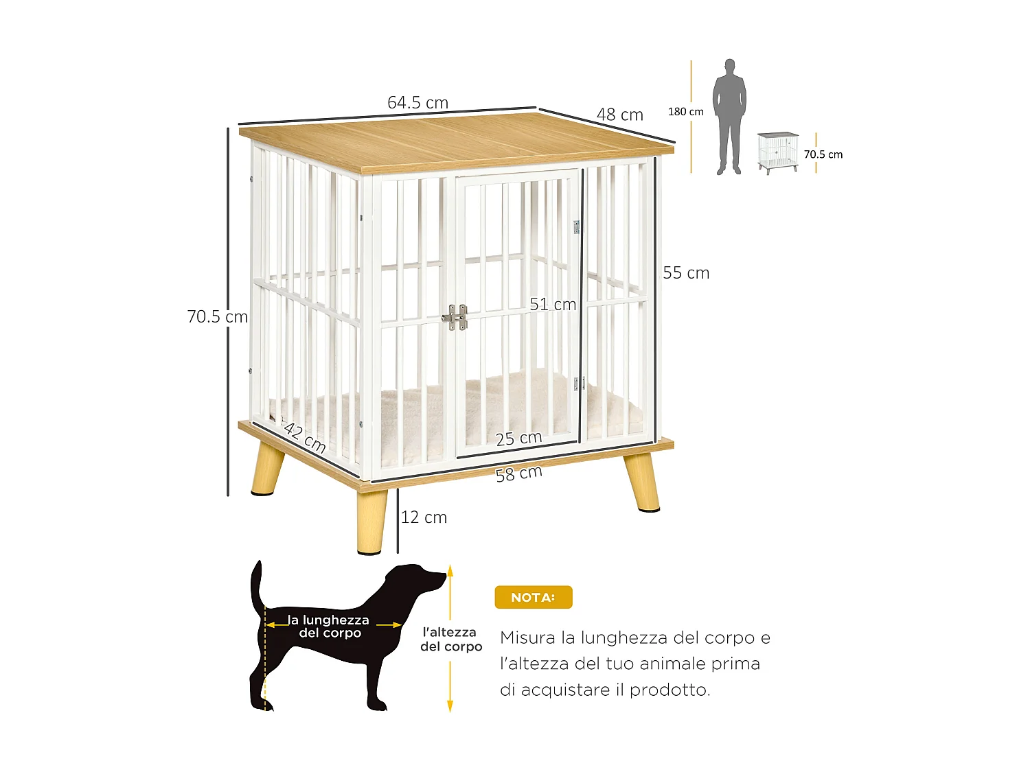 Casetta per cani piccoli da interno con cuscino rimovibile e lavabile
