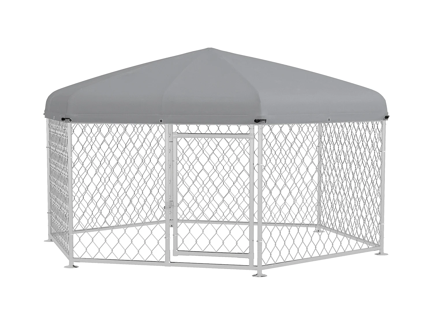 Recinto per cani taglia grande tetto tessuto oxford 2.1x1.85x1.5m argento