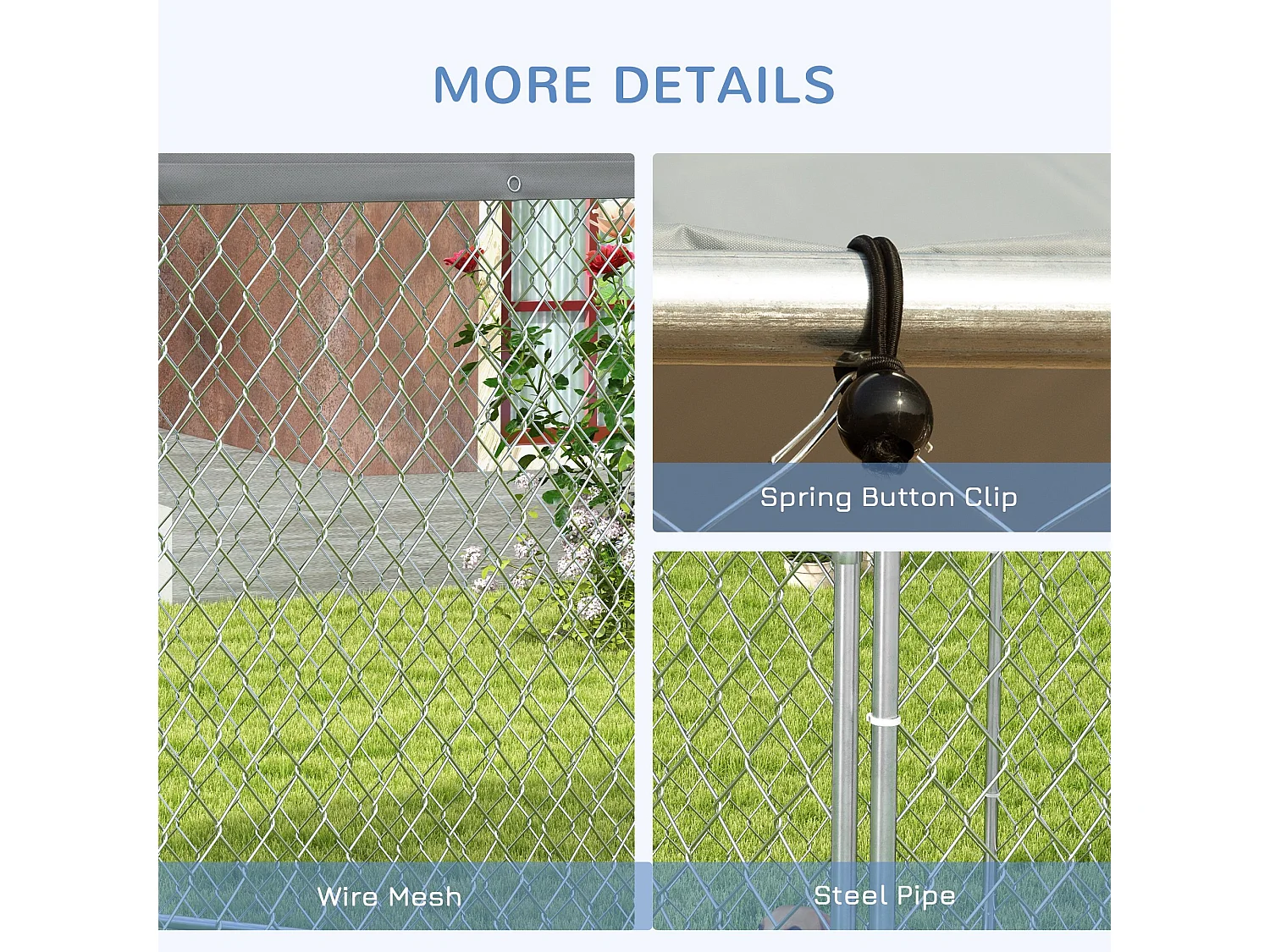 Recinto per cani taglia grande tetto tessuto oxford 2.1x1.85x1.5m argento