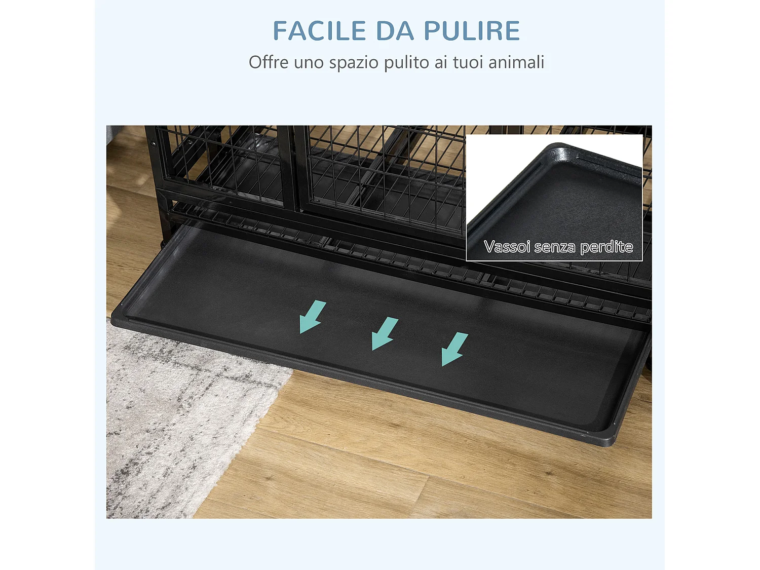 Gabbia box per cani e cuccioli da interno esterno con ruote