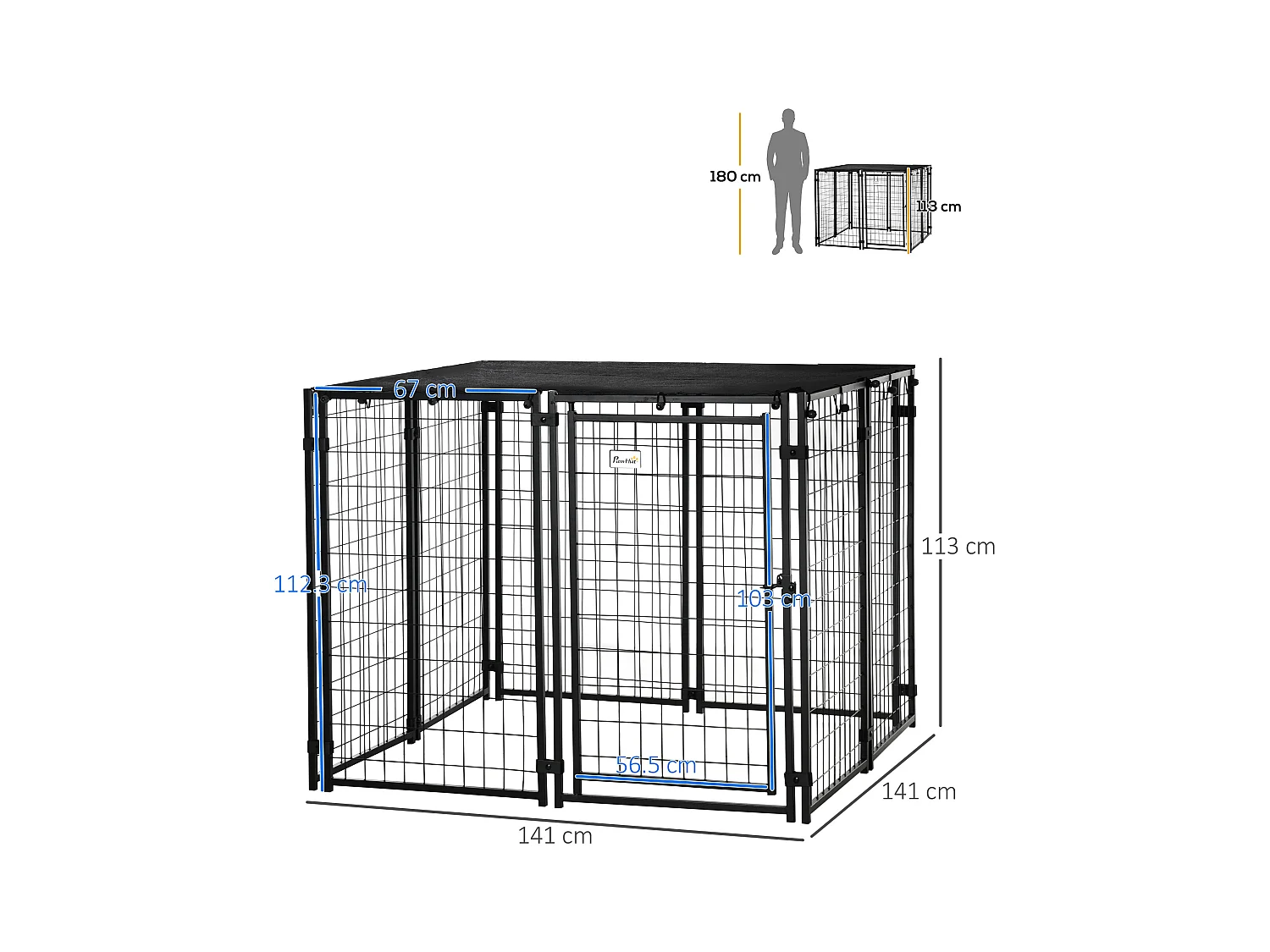 Recinto per cani pieghevole con copertura 8 pannelli e porta bloccabile