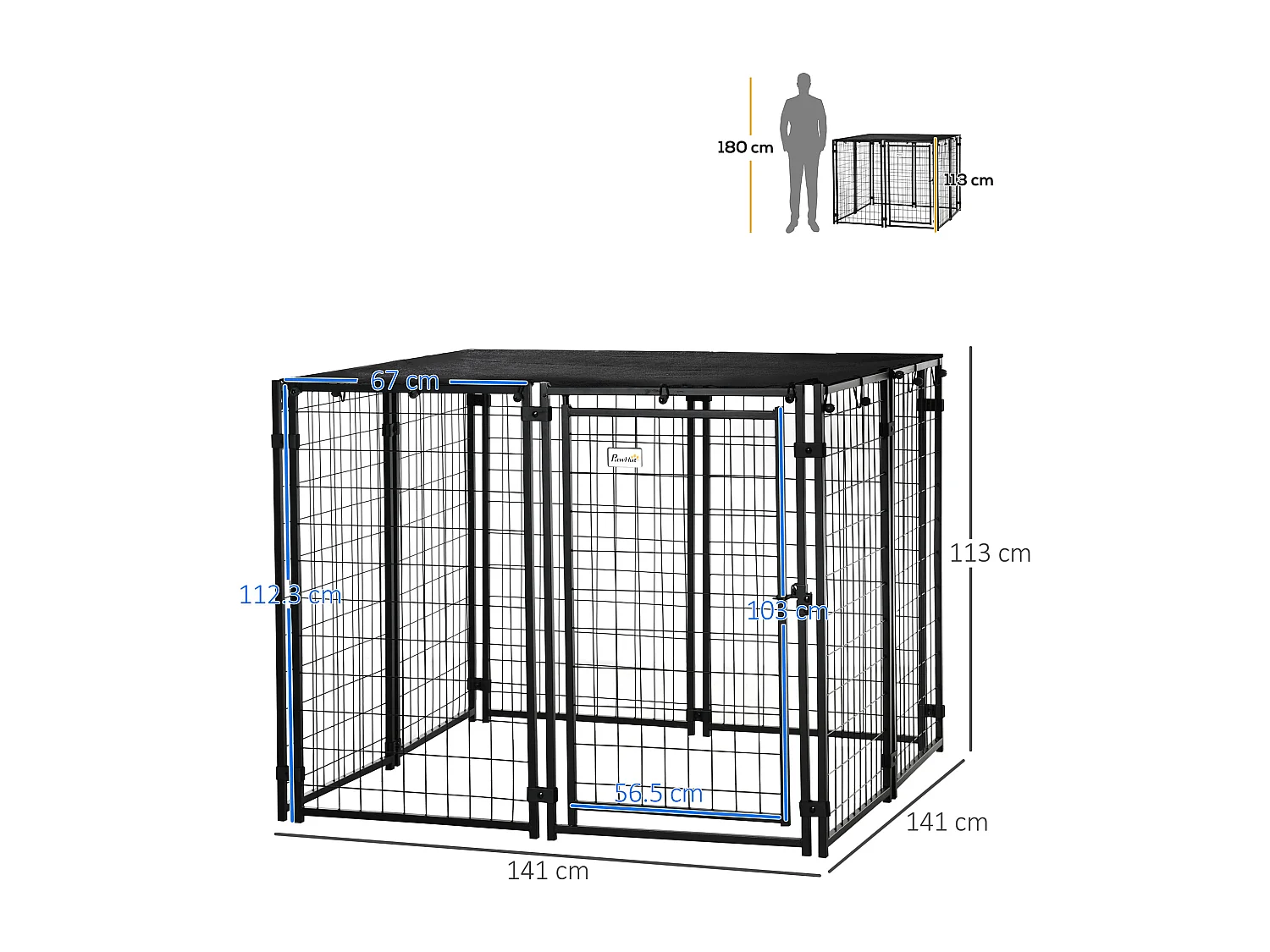 Recinto per cani pieghevole con copertura 8 pannelli e porta bloccabile