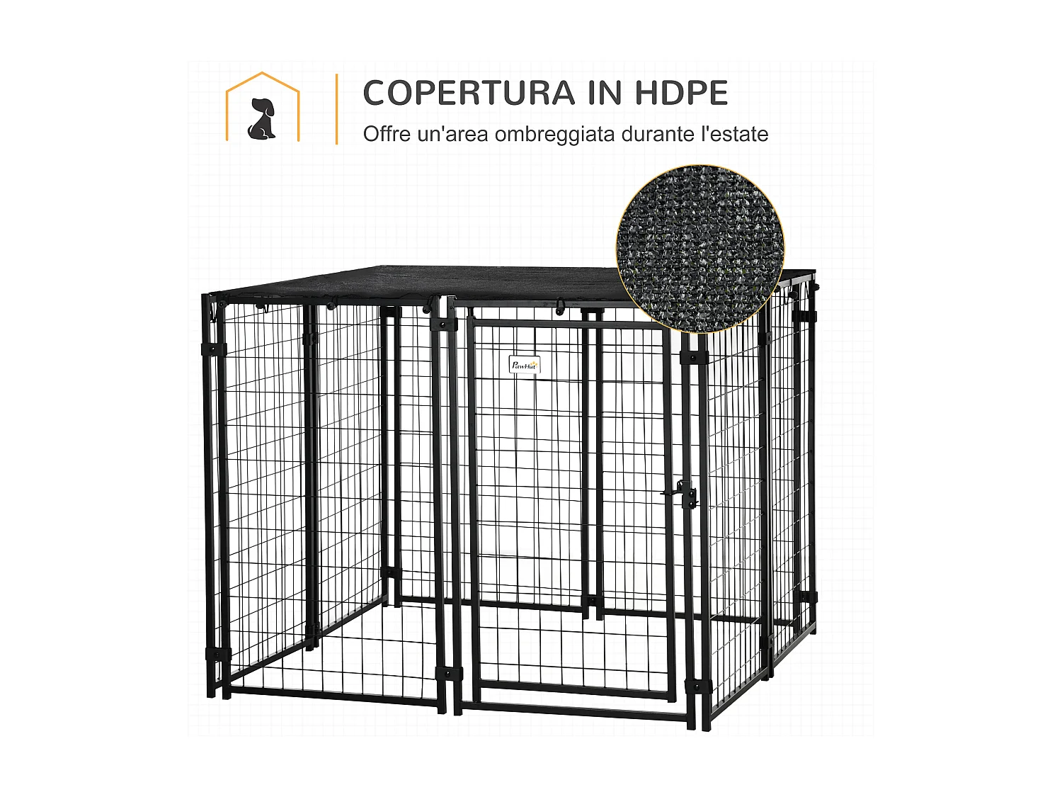 Recinto per cani pieghevole con copertura 8 pannelli e porta bloccabile