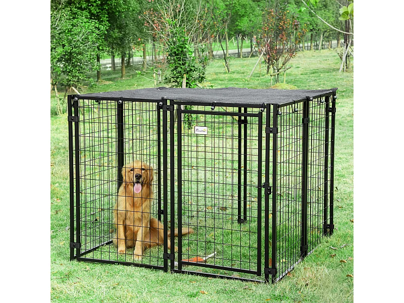 Recinto per cani pieghevole con copertura 8 pannelli e porta bloccabile