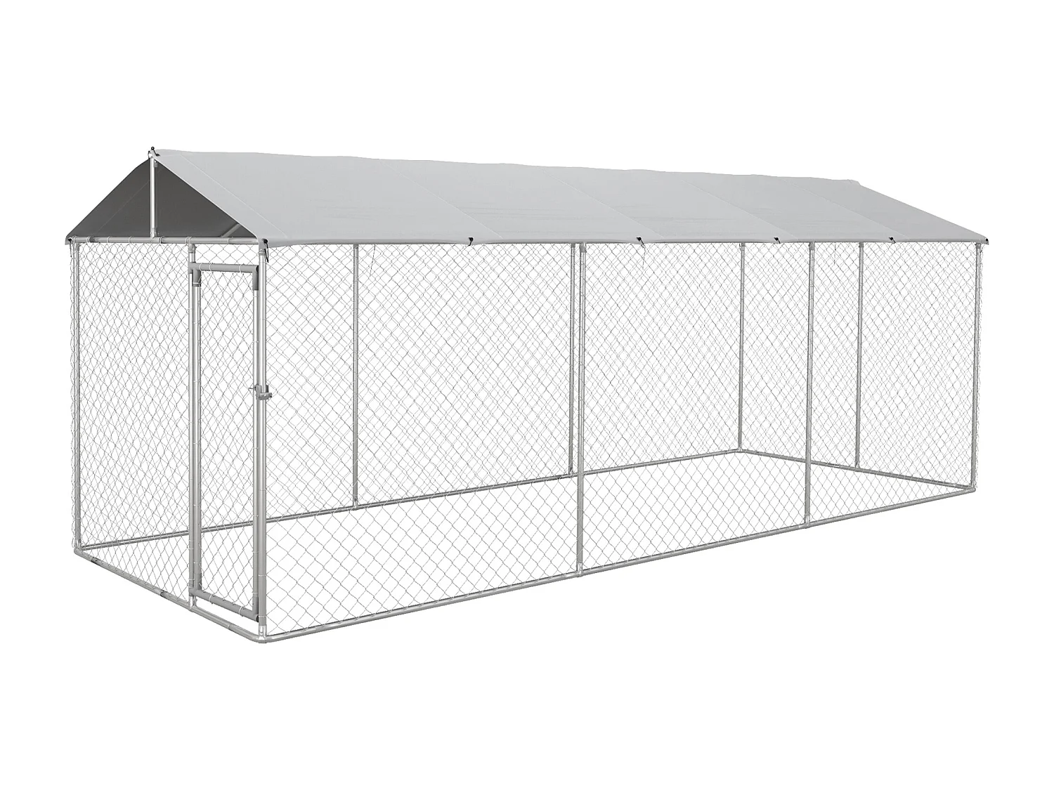 Kennel per cani da esterno con tetto impermeabile in acciaio 6x2.3x2.3m