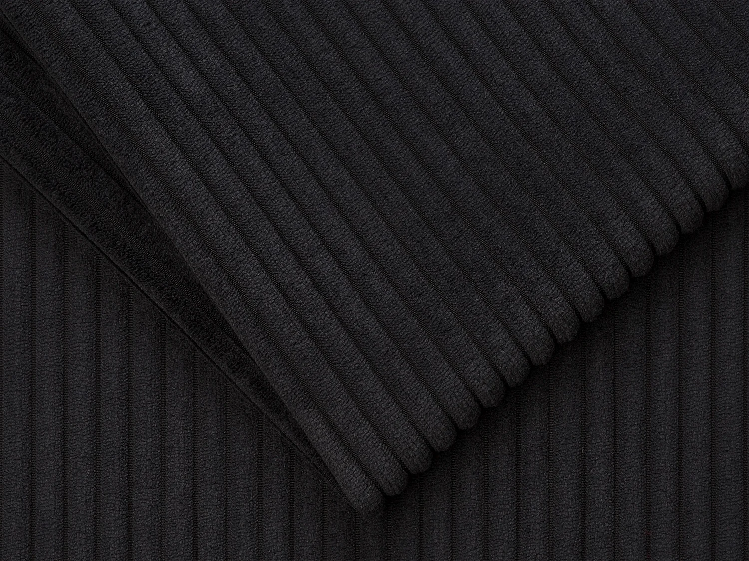 Canapé 4 places convertible express en velours côtelé noir - Couchage à lattes larges 160 cm - Matelas 22 cm avec mémoire de forme LORETO