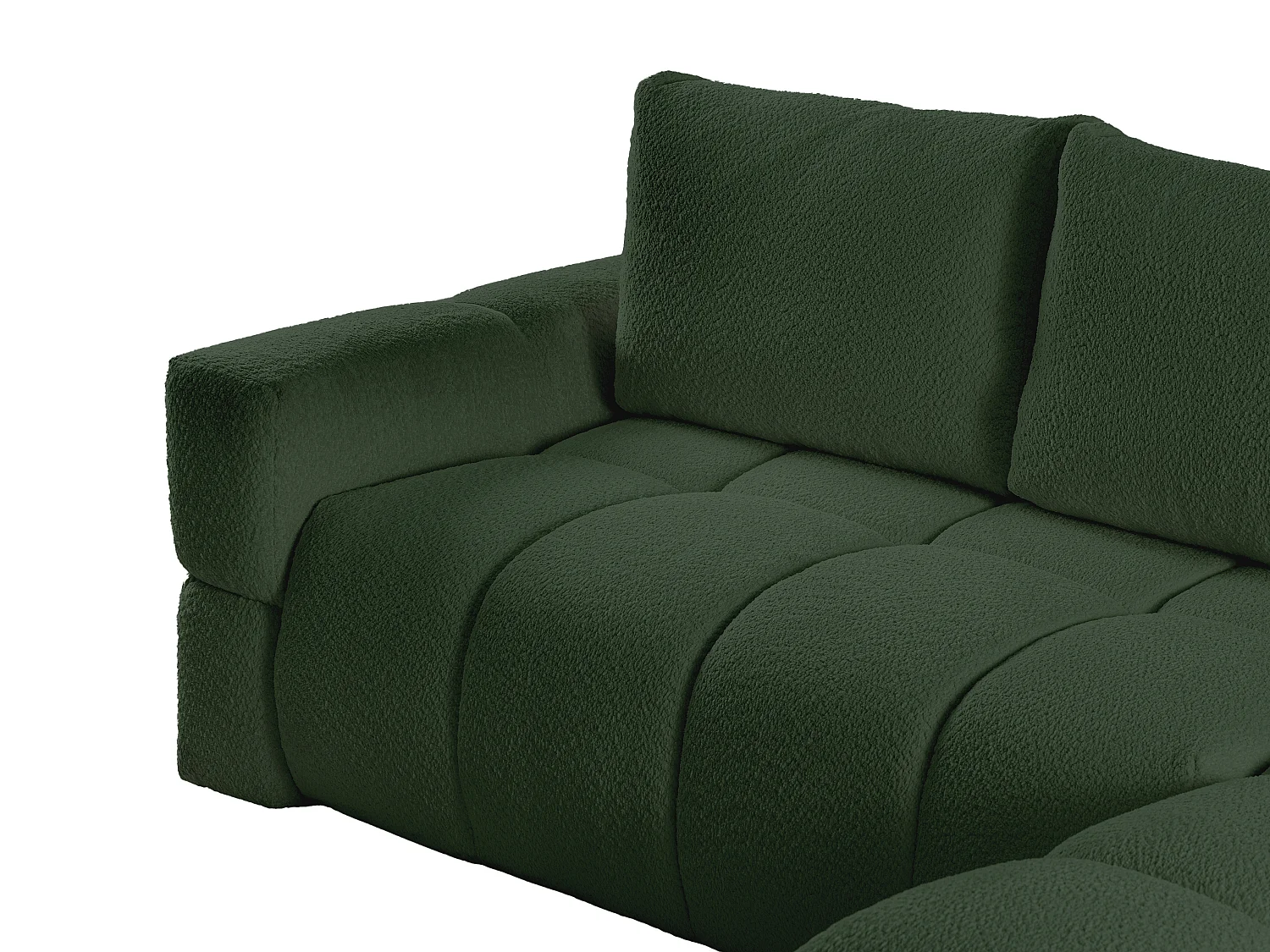 Canapé d'angle réversible convertible en tissu bouclette vert ISSORO