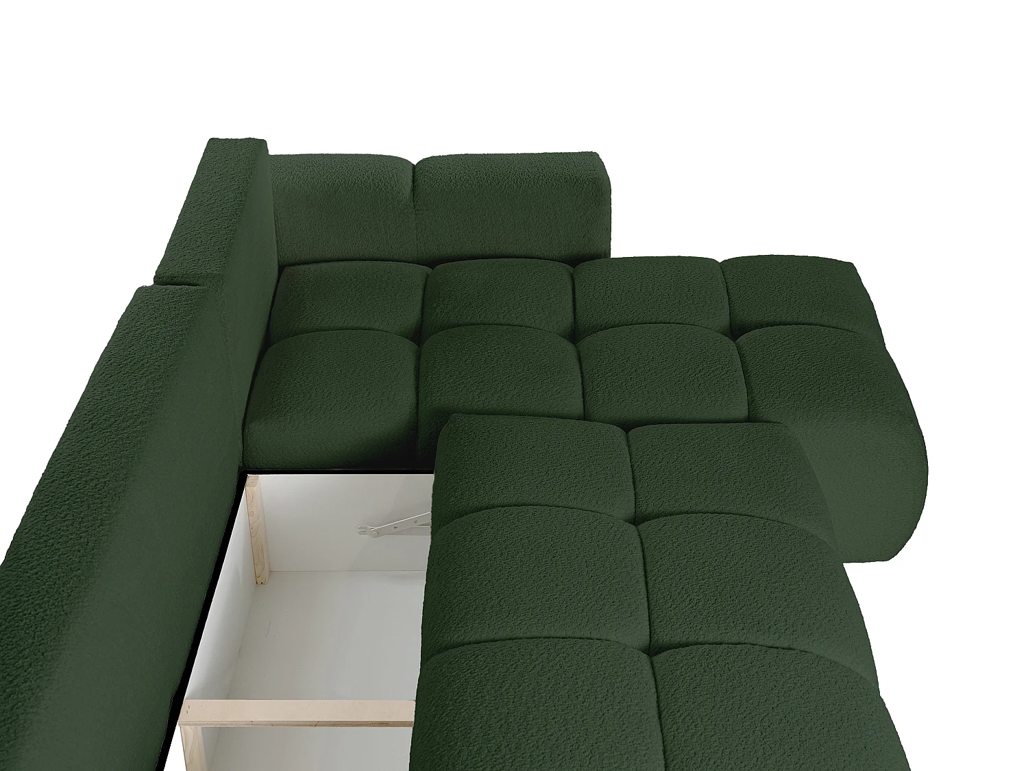 Canapé d'angle réversible convertible en tissu bouclette vert ISSORO