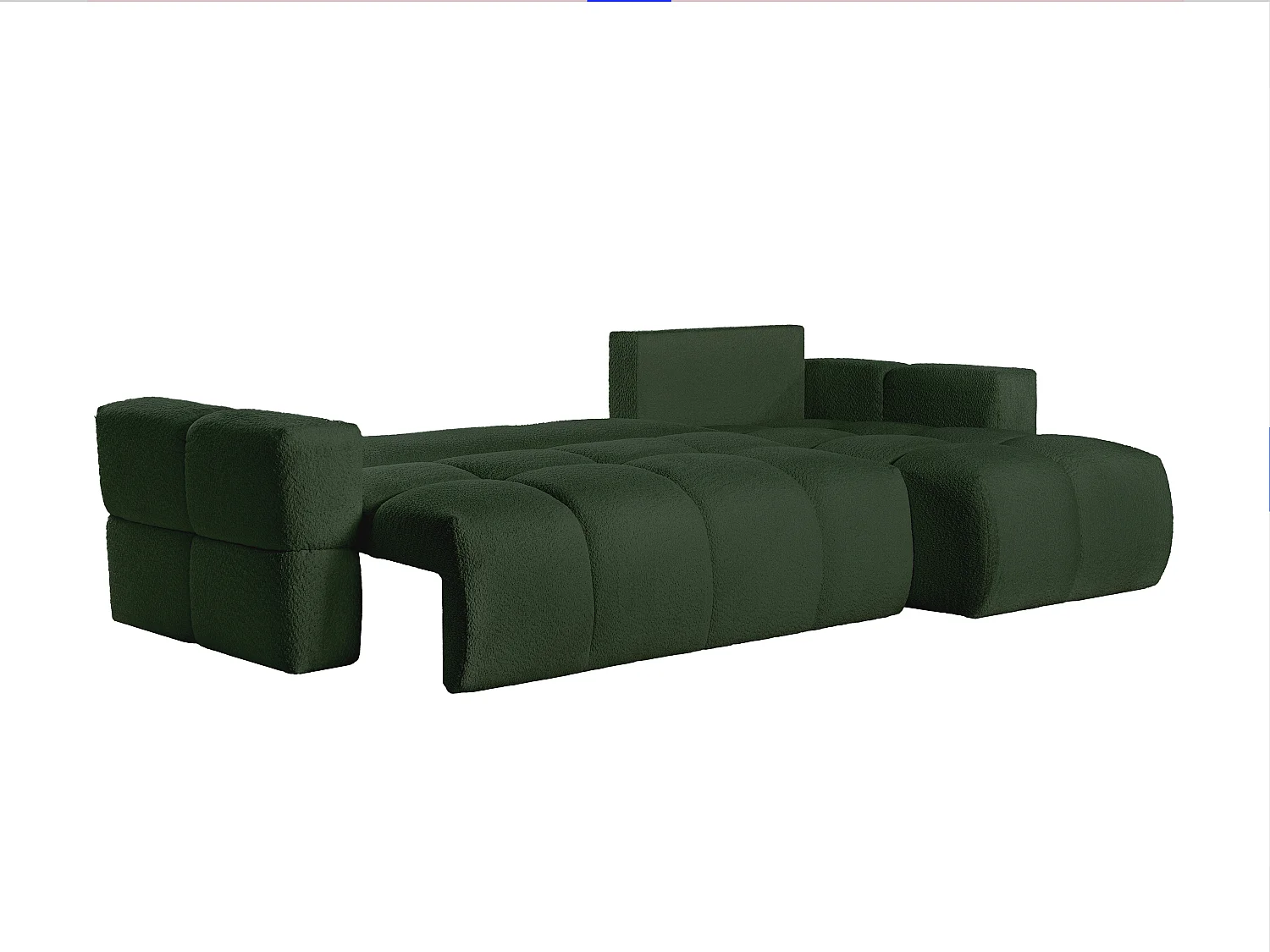 Canapé d'angle réversible convertible en tissu bouclette vert ISSORO