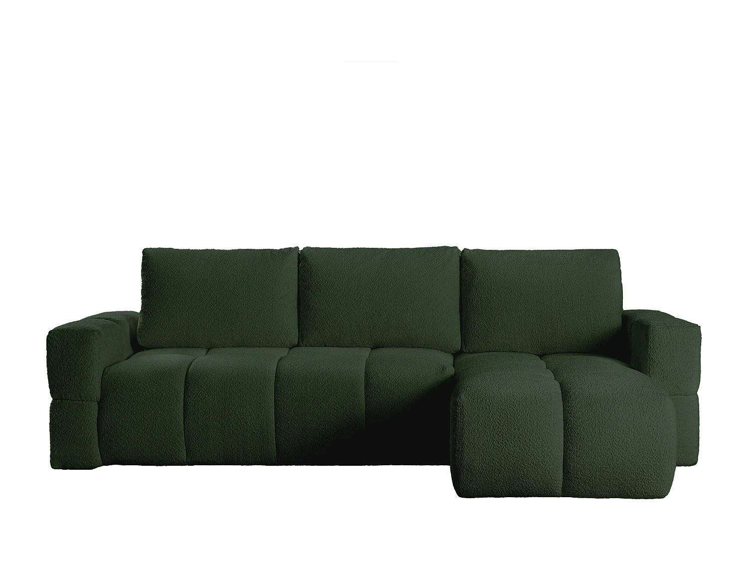 Canapé d'angle réversible convertible en tissu bouclette vert ISSORO