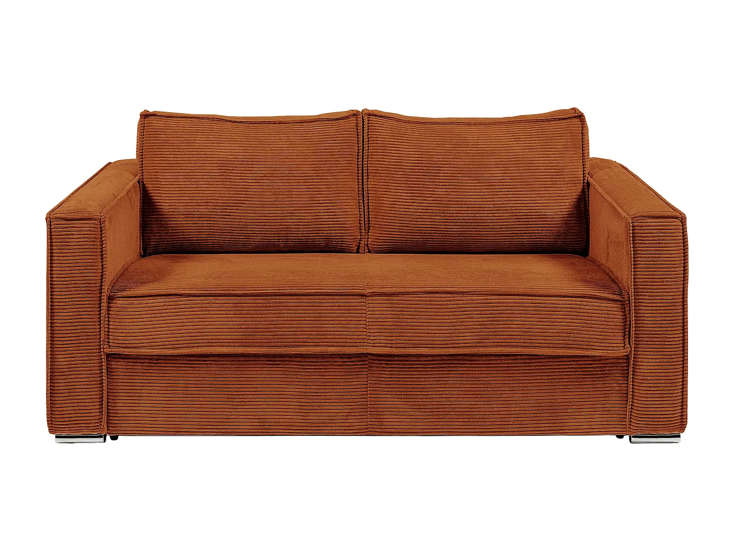 Canapé 4 places convertible express en velours côtelé terracotta - Couchage 160 cm - Matelas 14 cm LORETO