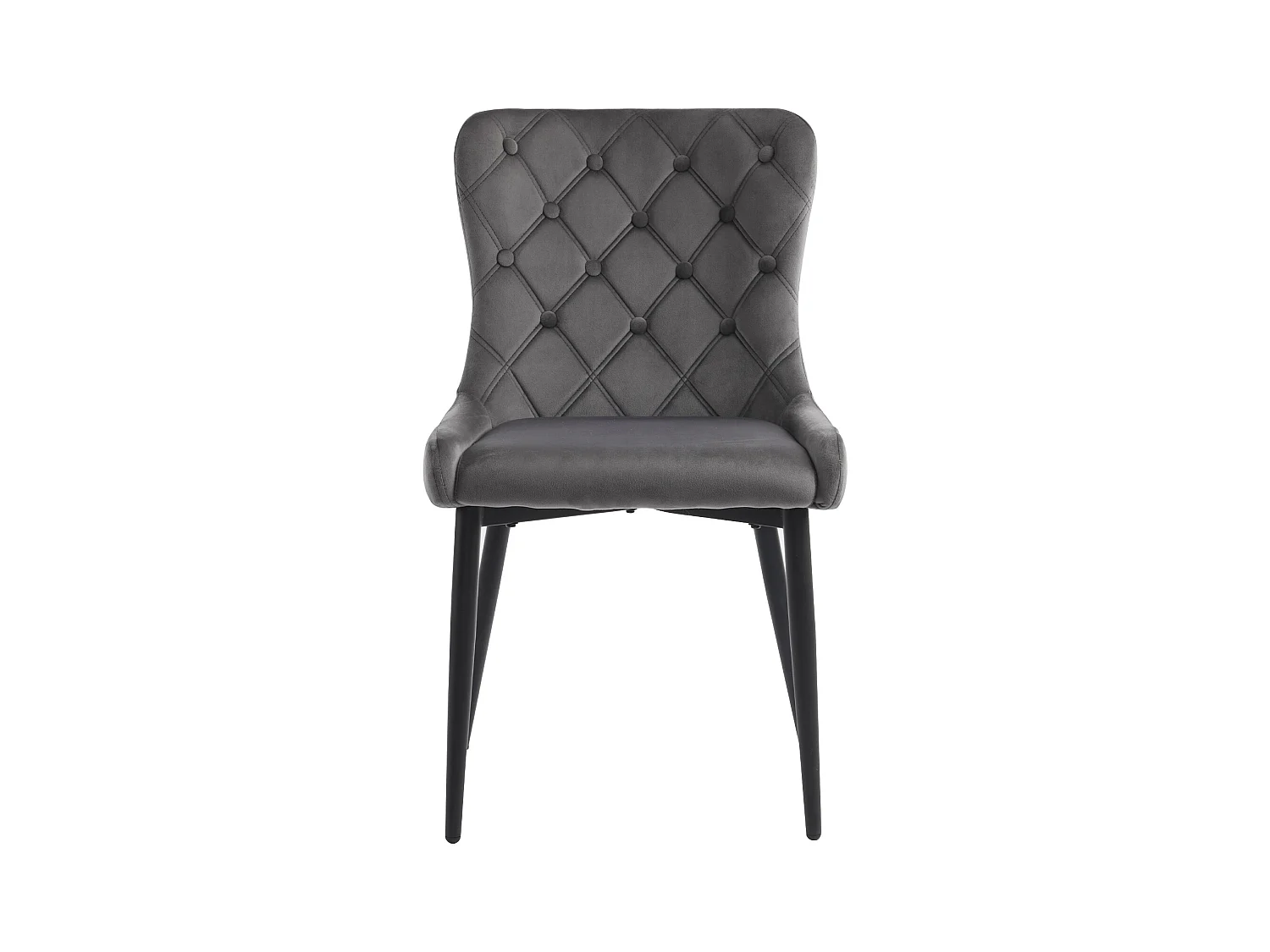 Lot de 4 chaises de salle à manger avec dossier rembourré et pieds en fer noir - velours gris