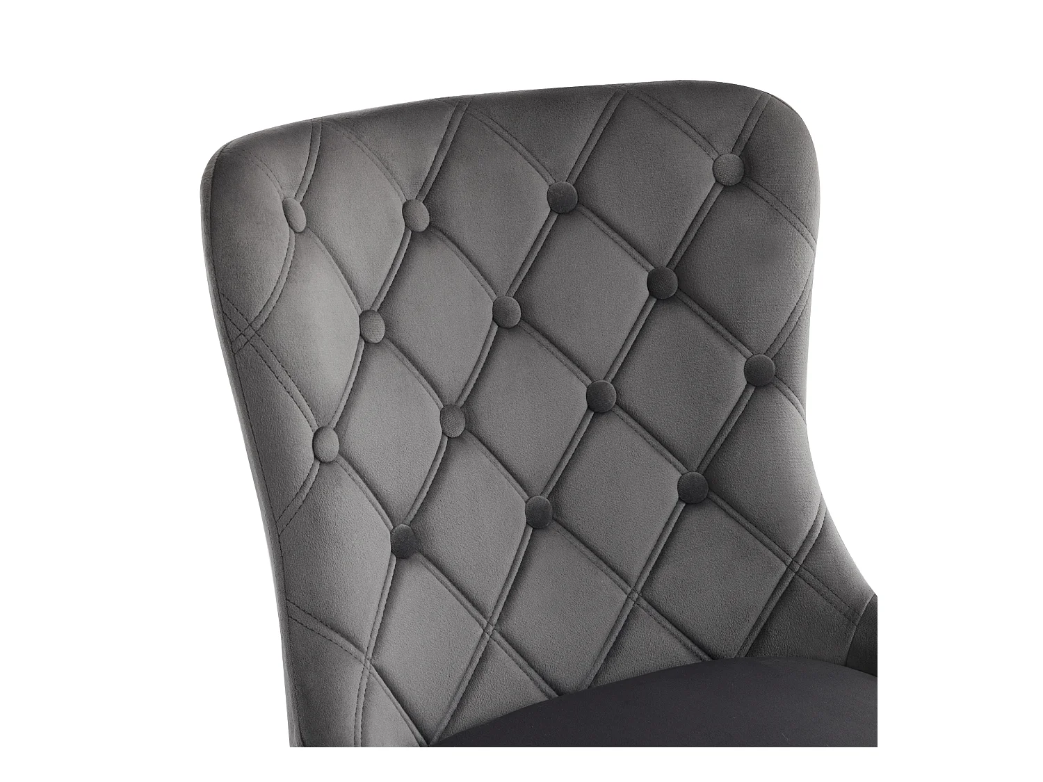 Lot de 4 chaises de salle à manger avec dossier rembourré et pieds en fer noir - velours gris