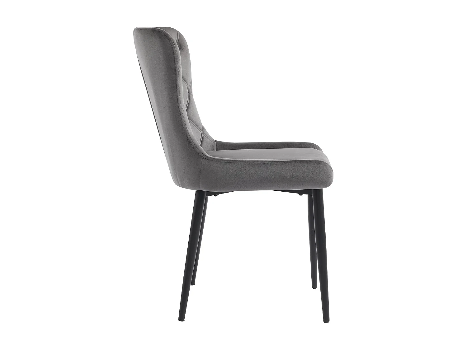 Lot de 4 chaises de salle à manger avec dossier rembourré et pieds en fer noir - velours gris