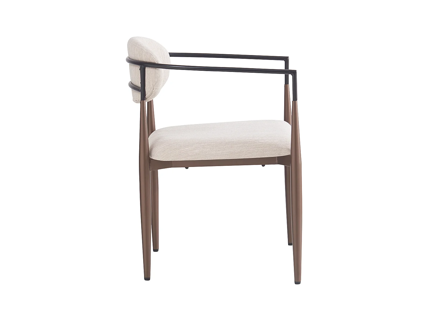 Set di 4 sedie da pranzo, lino beige, design ergonomico, gambe regolabili