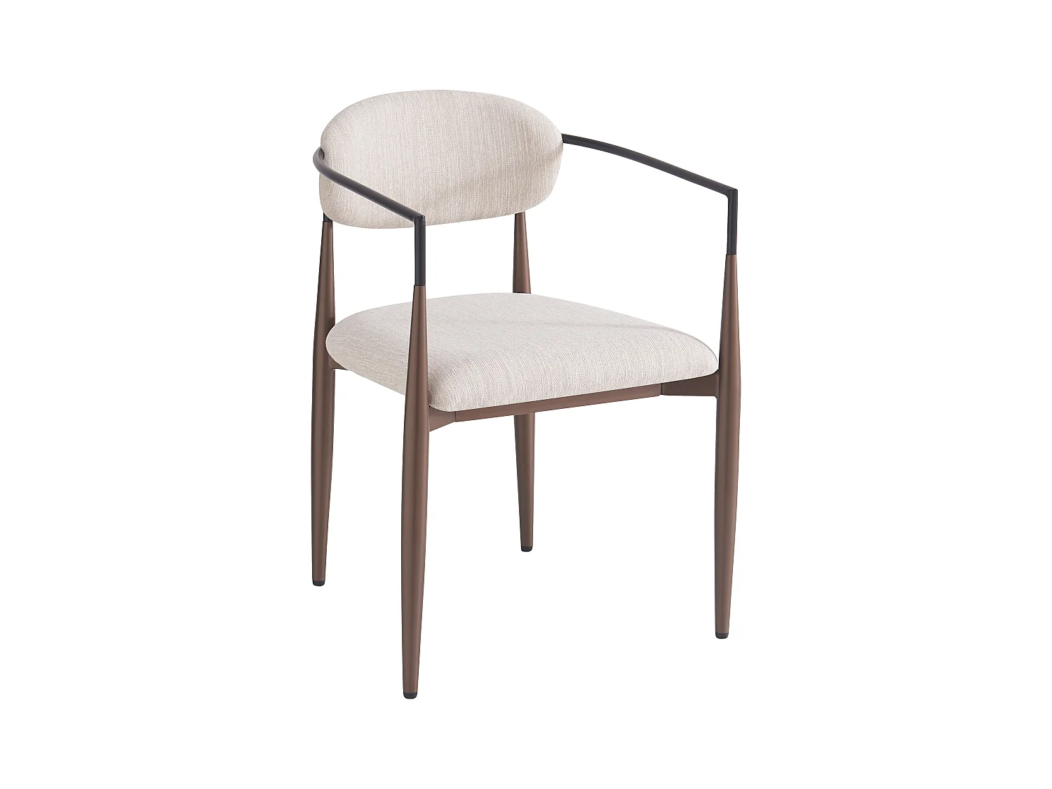 Set di 4 sedie da pranzo, lino beige, design ergonomico, gambe regolabili