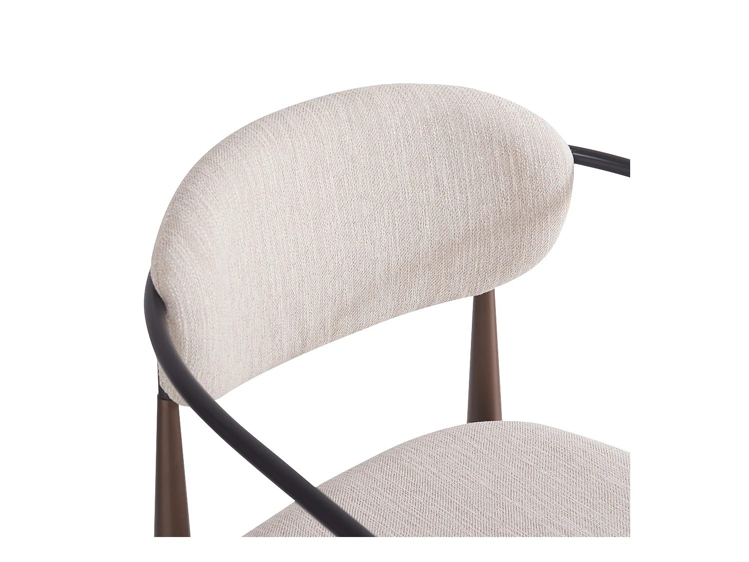 Set di 4 sedie da pranzo, lino beige, design ergonomico, gambe regolabili