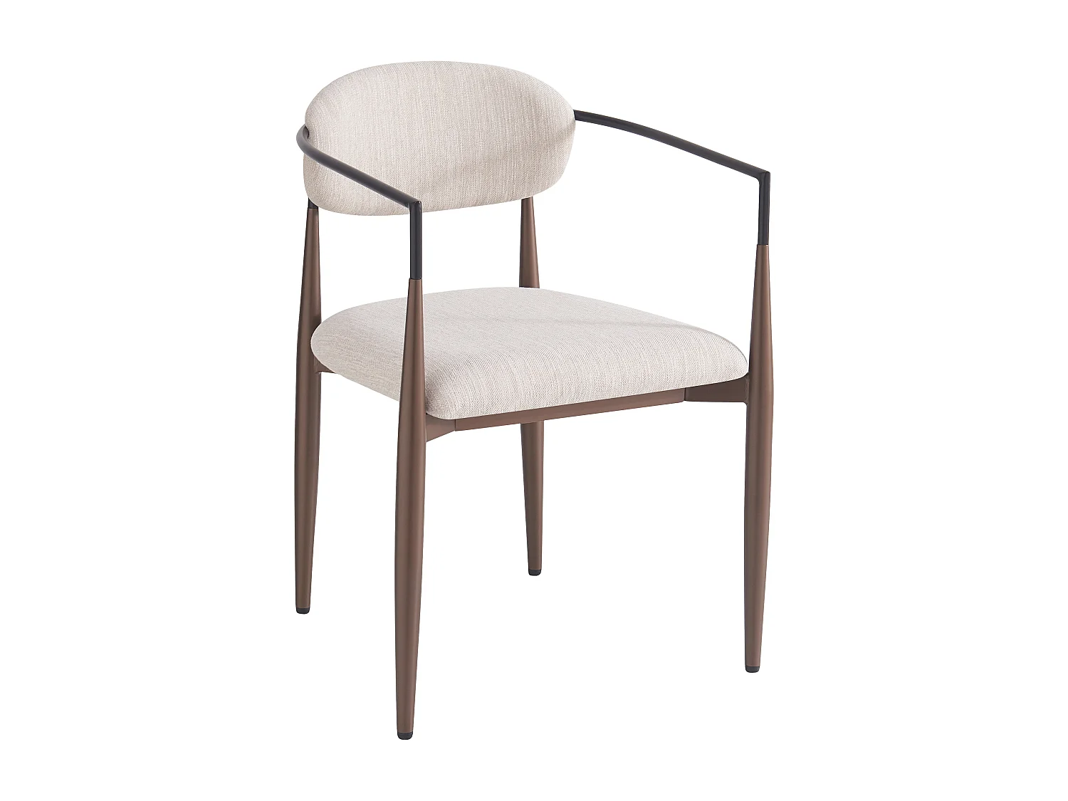 Juego de 4 sillas de comedor, lino beige, diseño ergonómico, patas ajustables