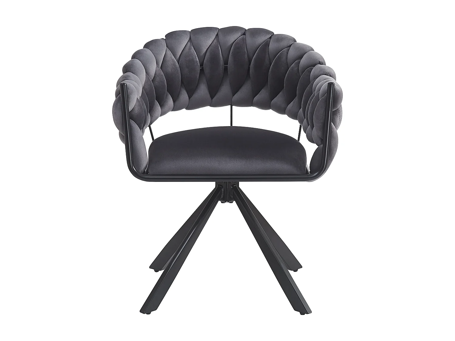 Set van 6 grijze fluwelen eetkamerstoelen met gestoffeerde rugleuningen en klauwvormige metalen poten