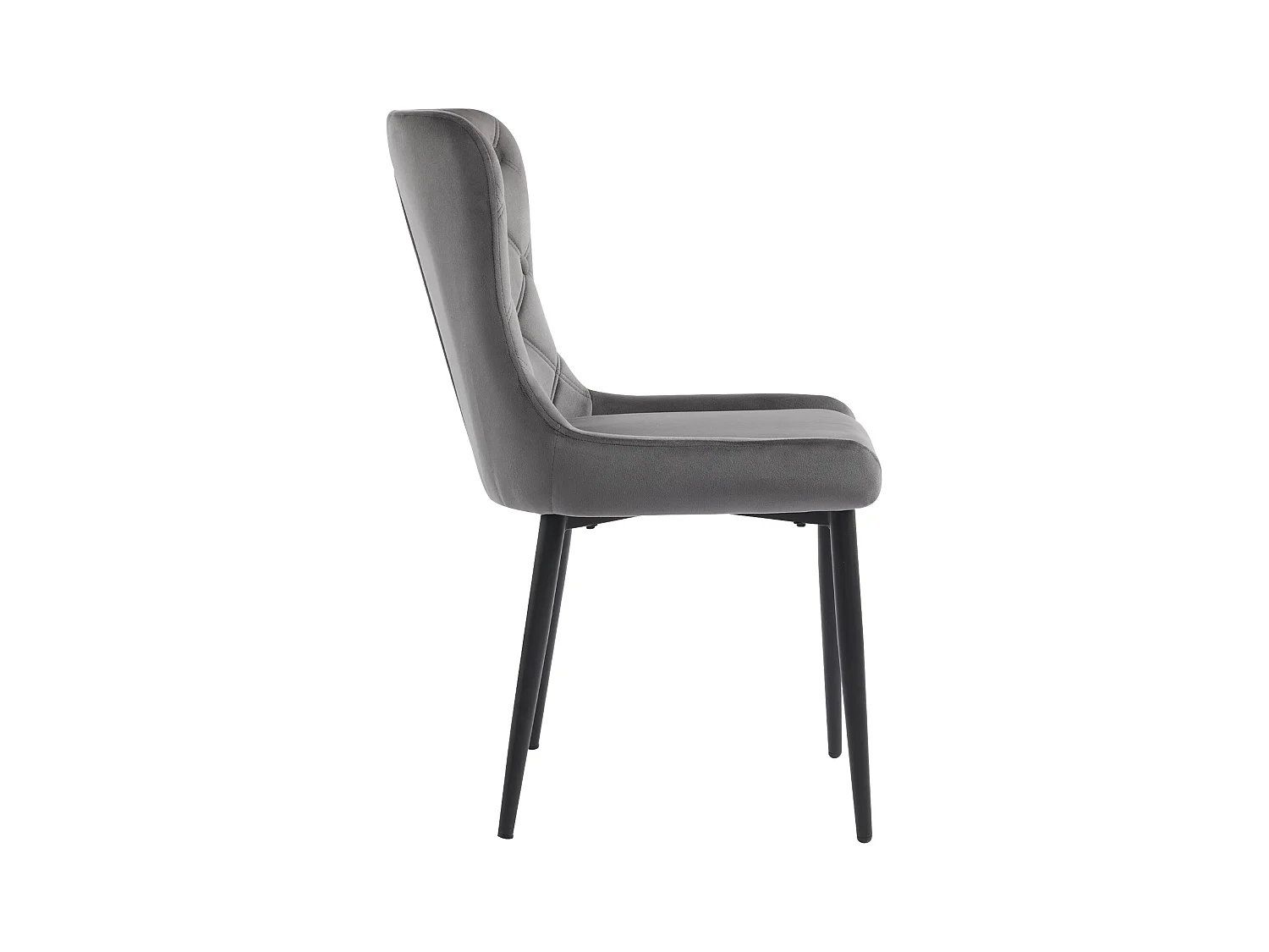 Lot de 2 chaises de salle à manger avec dossier rembourré et pieds en fer noir - velours gris