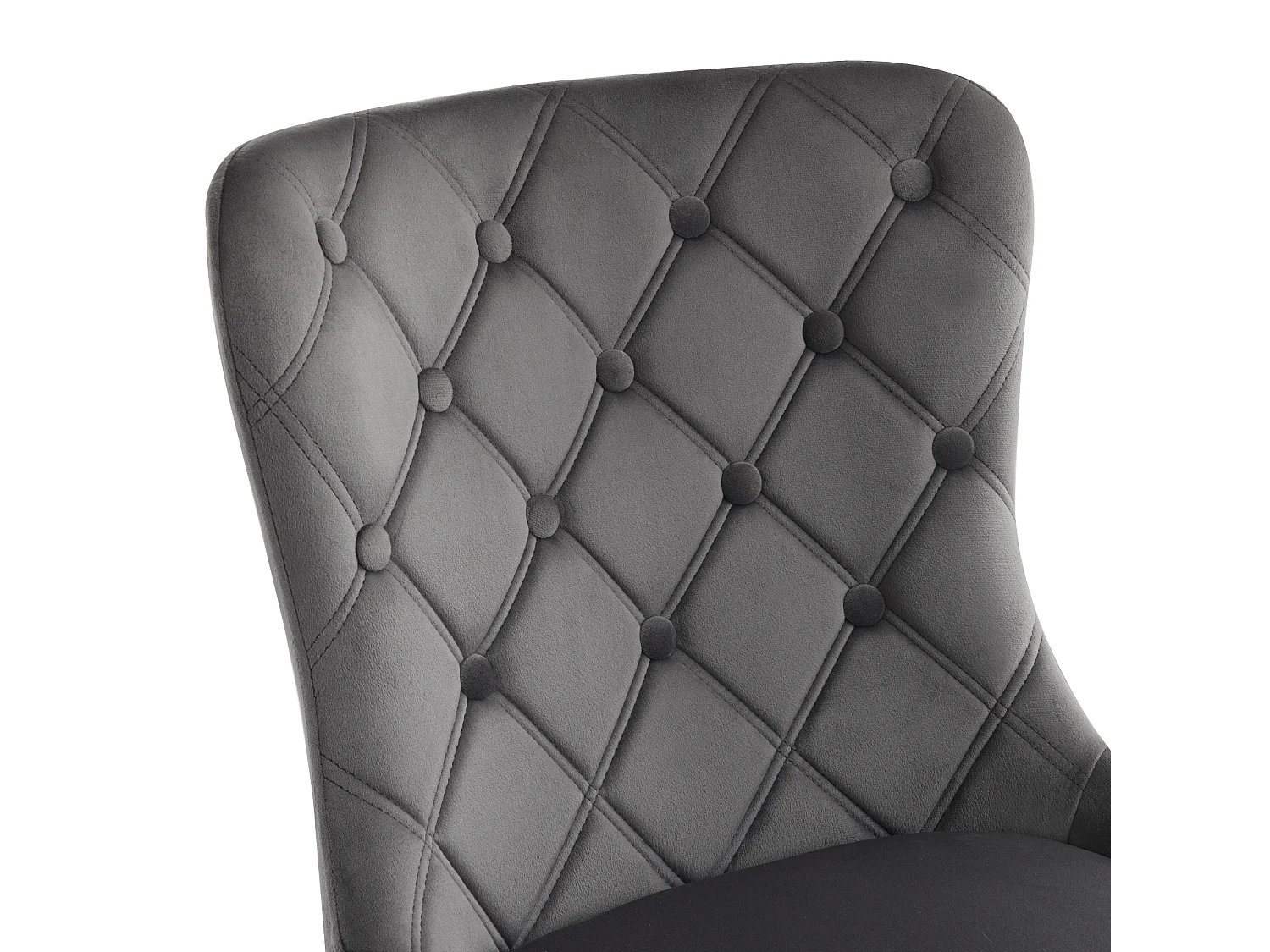Lot de 2 chaises de salle à manger avec dossier rembourré et pieds en fer noir - velours gris