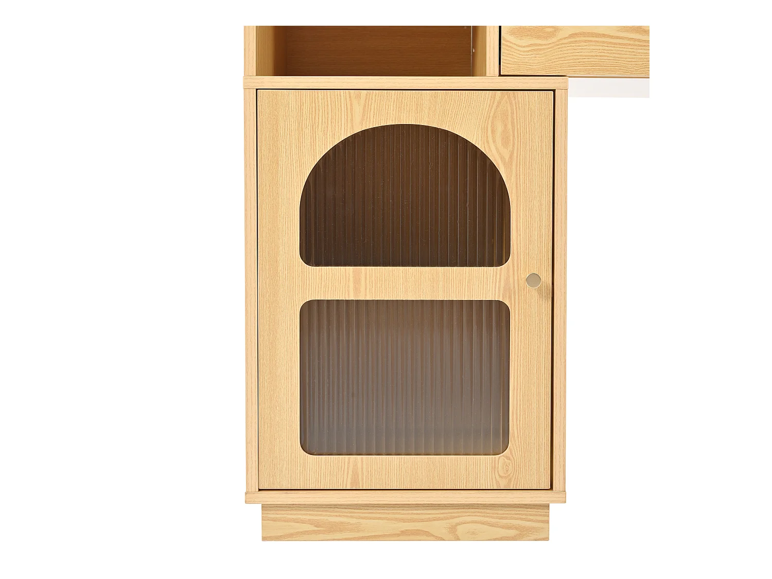 Kaptafel in natuurlijke kleur met LED-spiegel, 1 deur en 3 lades - geschikt voor slaapkamer en kleedkamer (zonder kruk)