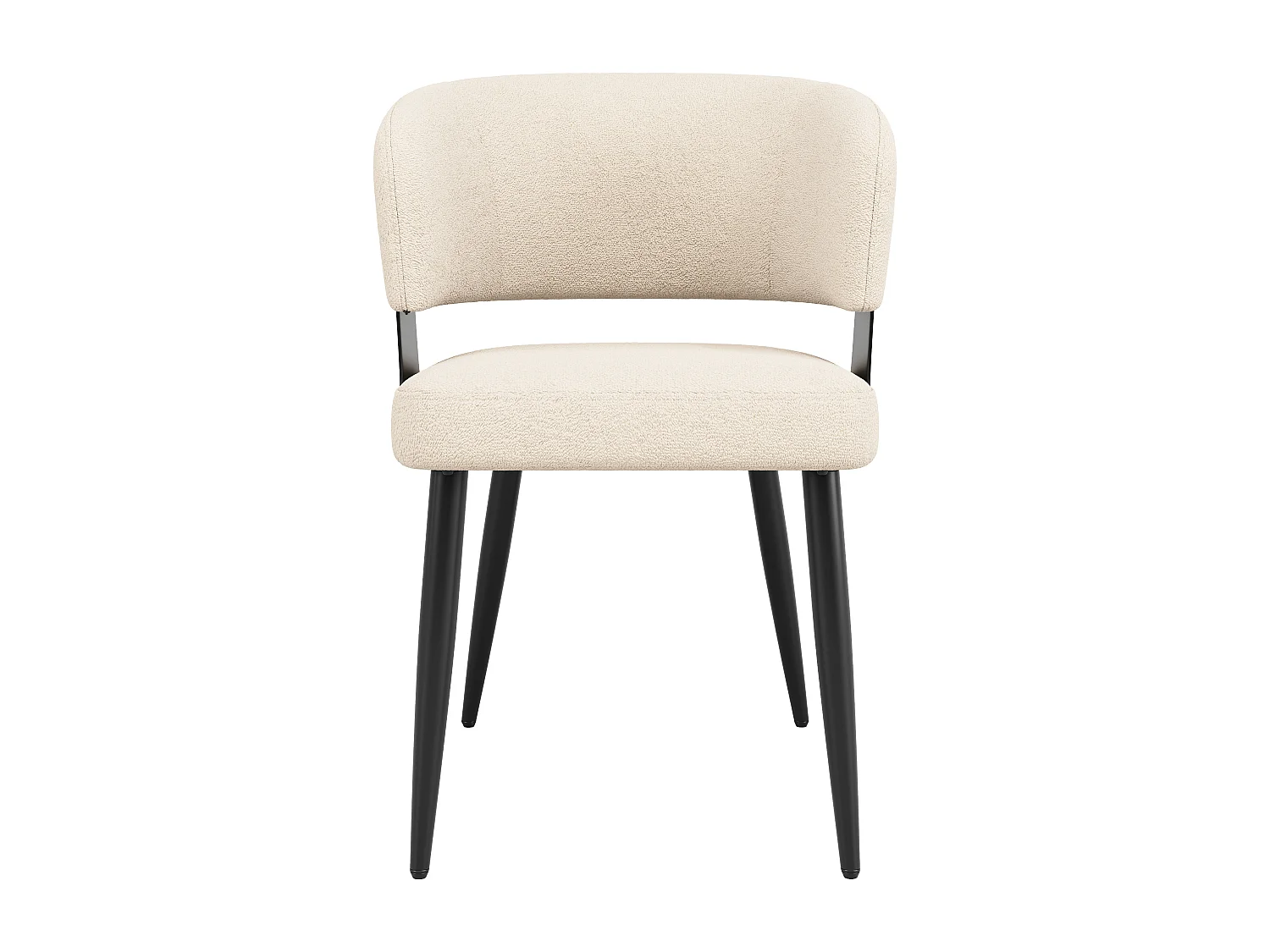 Lot de 4 chaises de salle à manger avec dossier courbé et pieds en métal noir - peluche beige