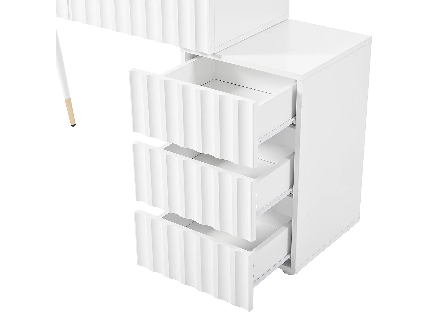 Coiffeuse blanche avec 5 tiroirs de rangement et miroir LED - Tabouret non inclus