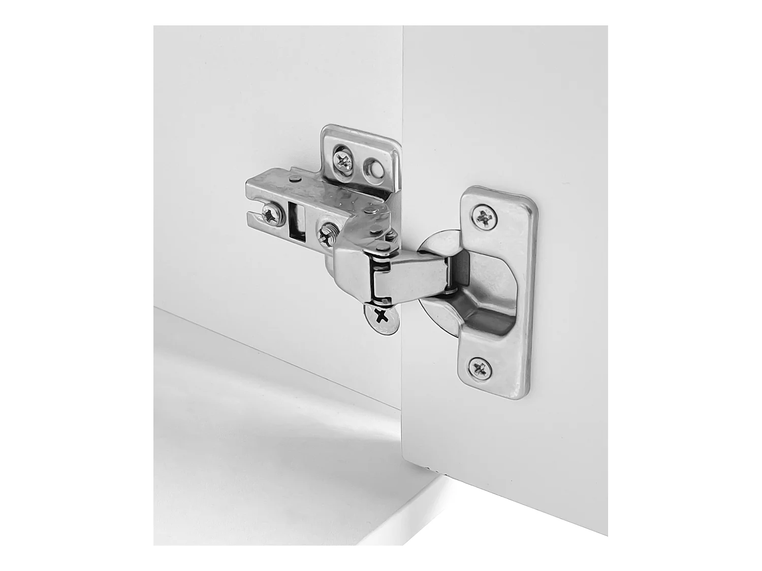 Coiffeuse blanche avec armoire et 2 tiroirs, miroir éclairé par LED - Tabouret non inclus