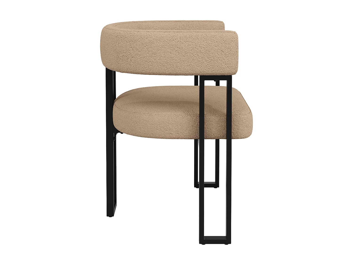 Set di 2 sedie da pranzo con schienale e braccioli curvi - peluche marrone