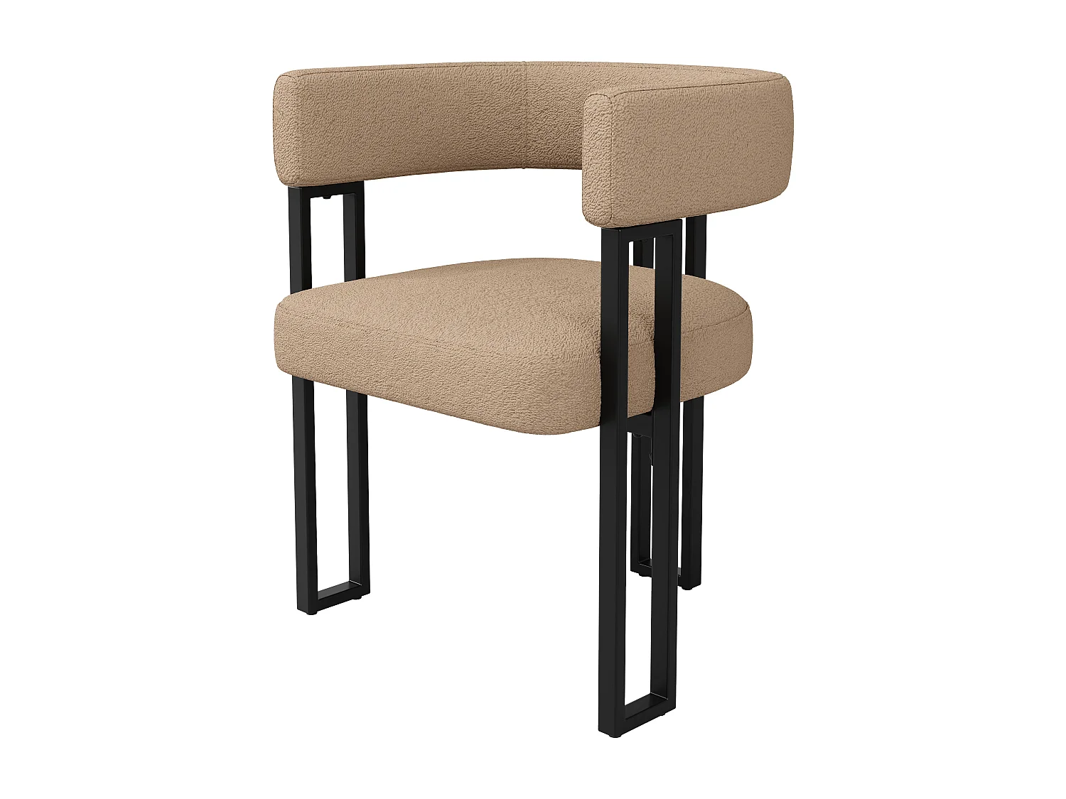 Set di 2 sedie da pranzo con schienale e braccioli curvi - peluche marrone