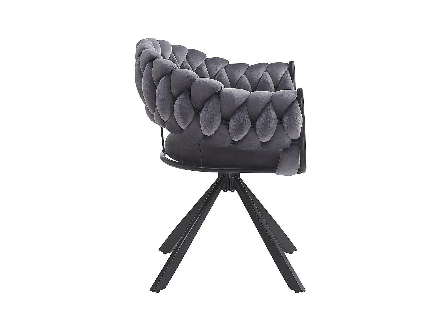 Lot de 4 chaises de salle à manger, velours gris, avec dossiers rembourrés, pieds métal en forme de griffe