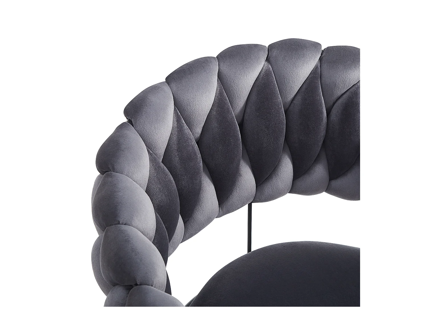 Lot de 4 chaises de salle à manger, velours gris, avec dossiers rembourrés, pieds métal en forme de griffe