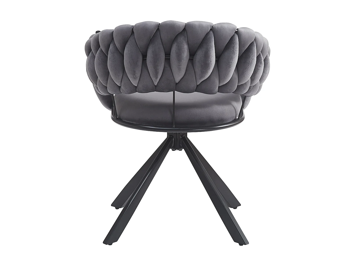 Set van 4 grijze fluwelen eetkamerstoelen met gestoffeerde rugleuningen en klauwvormige metalen poten