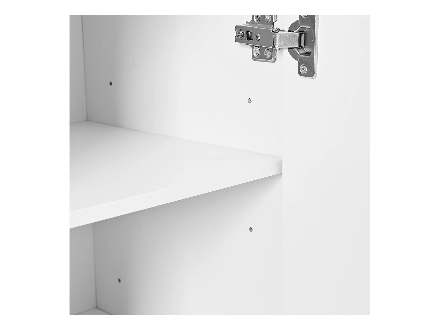 Meuble à chaussures blanc avec 2 portes et étagères réglables, poignées dorées - pour salon et entrée