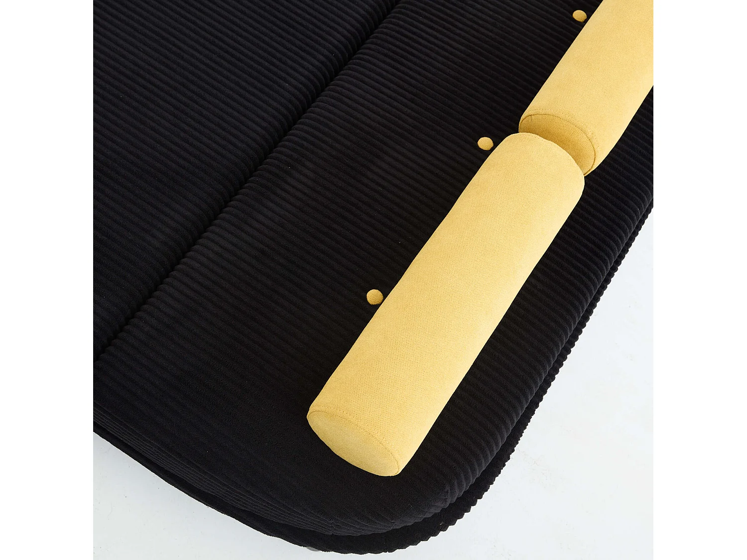 2-Sitzer Schlafsofa aus schwarzem Cord - umwandelbar in Bett oder Chaiselongue