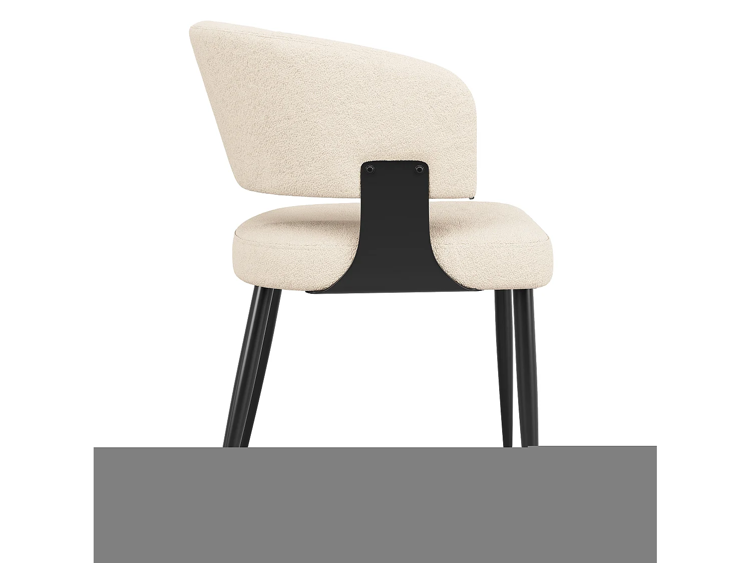 Lot de 2 chaises de salle à manger avec dossier courbé et pieds en métal noir - peluche beige