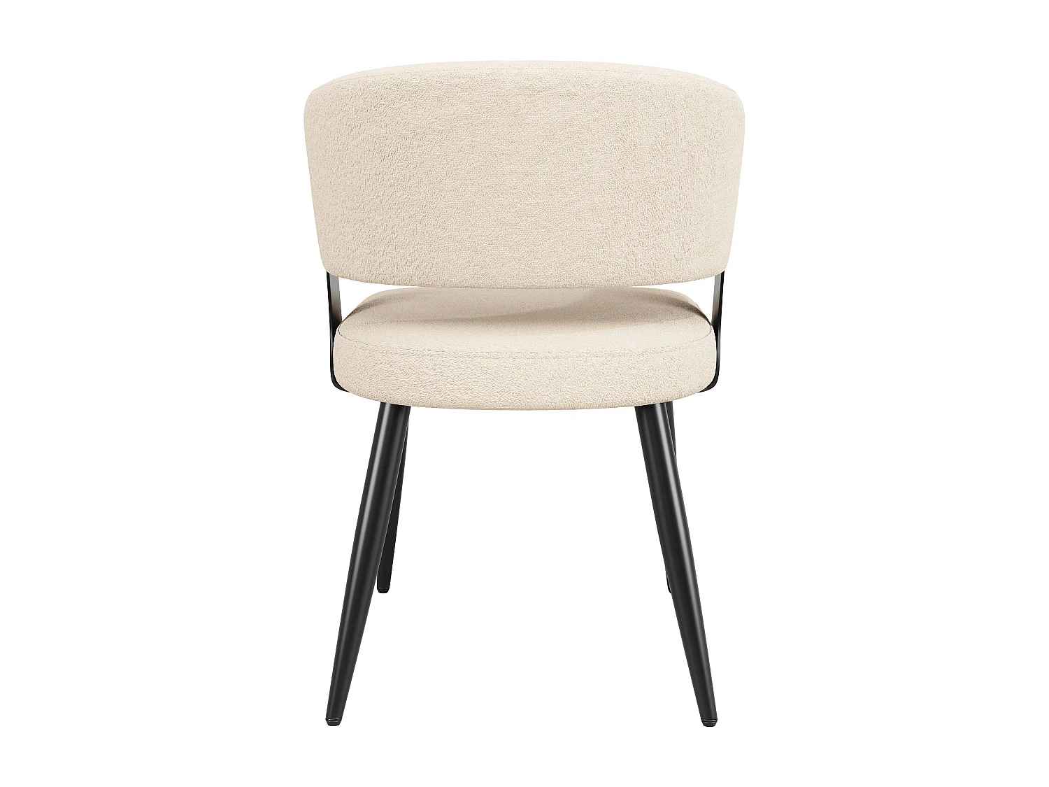 Lot de 2 chaises de salle à manger avec dossier courbé et pieds en métal noir - peluche beige