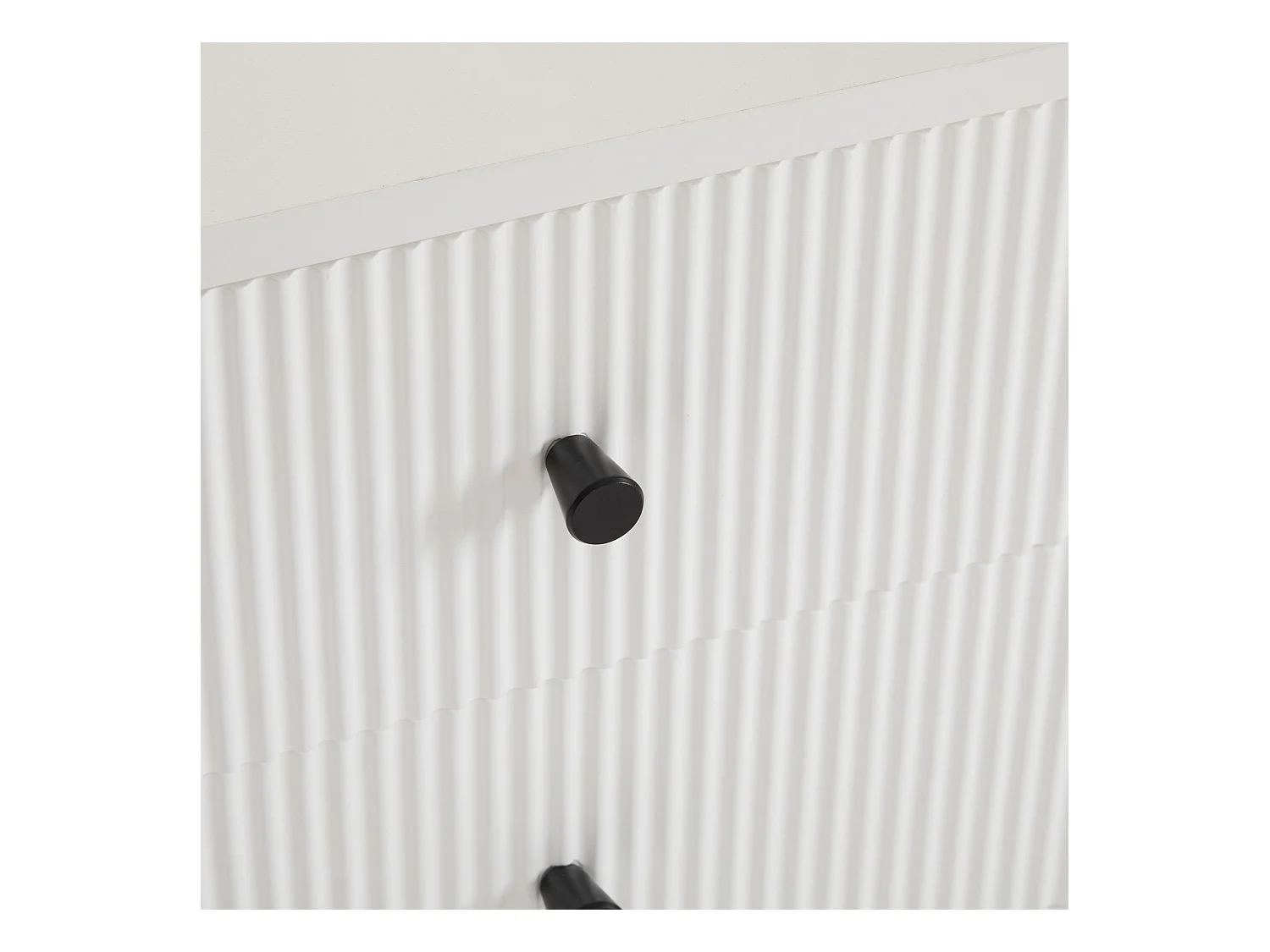 Coiffeuse blanche avec miroir LED 3 couleurs, 5 tiroirs, pieds en métal noir – sans tabouret